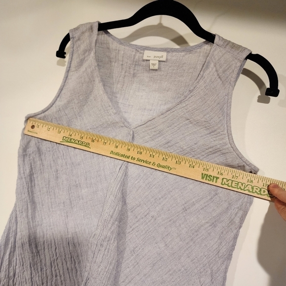 J. Jill Purejill Crinkled Linen Lagenlook Light Hyacinth Sleeveless Tunic Tank S - Picture 9 of 10